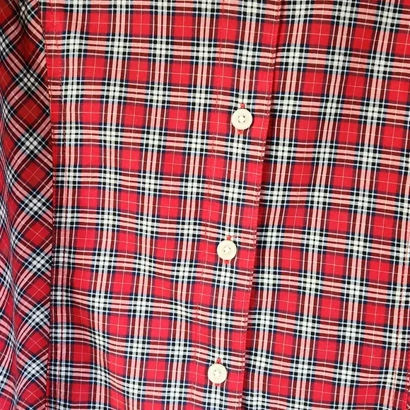 Tommy Hilfiger, Women's, Sz 10, Red, Black, White, Navy Plaid Blouse - Picture 2 of 8